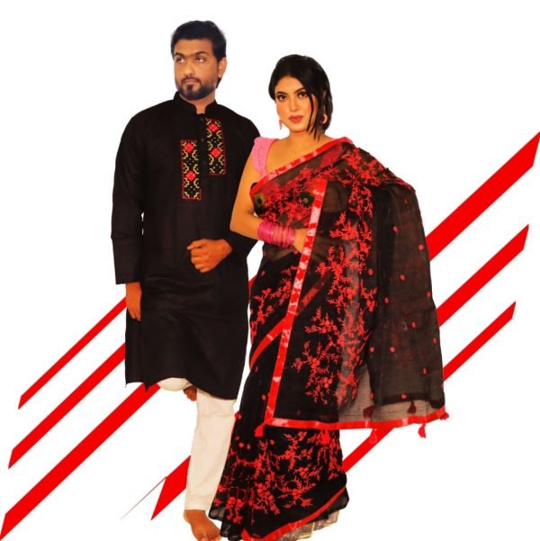 Most Demanding Beautiful Sharee & panjabi Couple Set