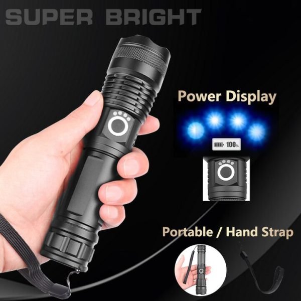 Rechargeable Zoom LED Flashlight USB Torch Light - Image 2