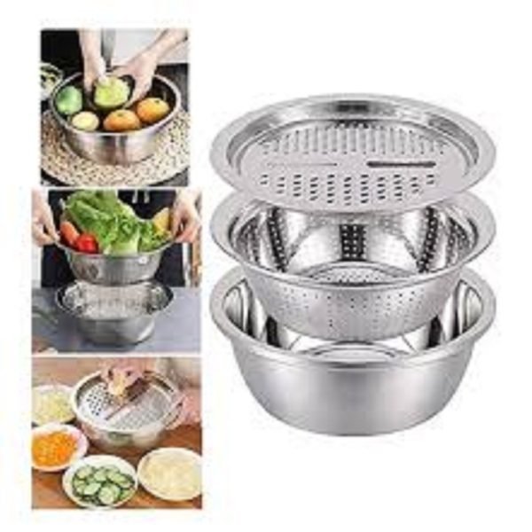 3 IN 1 VEGETABLE CUTTER WITH DRAIN BASKET - Image 3